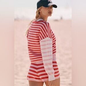 Anthropologie Daily Practice Sweater Cropped Mixed Striped Pullover M Playful
